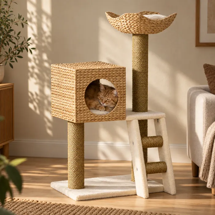 Woven Cattail Cat Tree